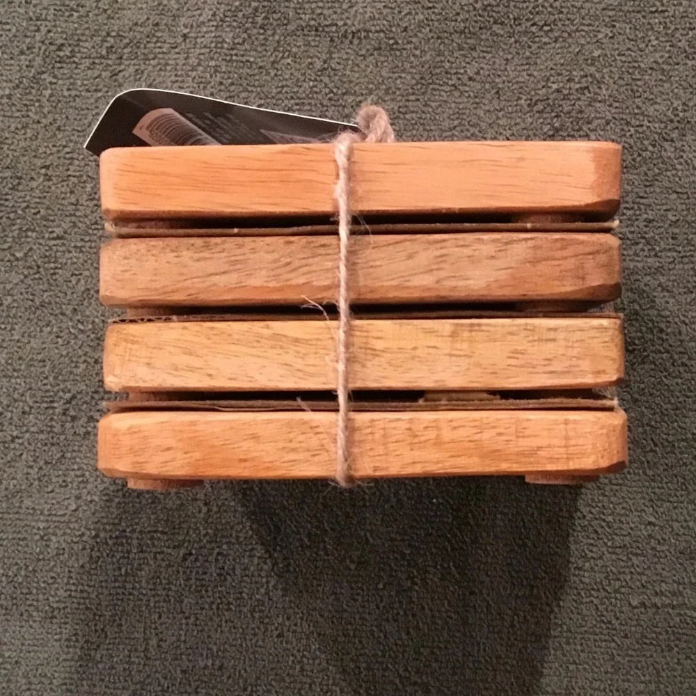 Two Sets Of Threshold Manchester Coasters - Marble And Wood 4 Count(8 Total)